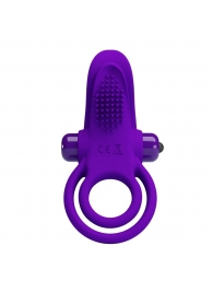 Фиолетовое силиконовое эрекционное кольцо с вибрацией и подхватом мошонки - Baile - в Ростове-на-Дону купить с доставкой