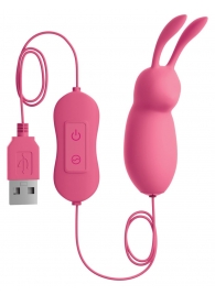 Розовая, работающая от USB вибропуля в форме кролика Cute - Pipedream