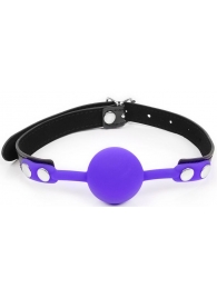 Фиолетовый кляп-шарик с черным ремешком - Notabu - купить с доставкой в Ростове-на-Дону