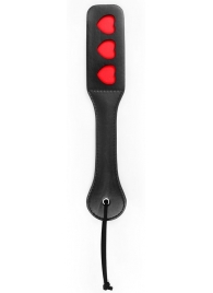 Черная шлепалка NOTABU с красными сердечками - 32 см. - Notabu - купить с доставкой в Ростове-на-Дону