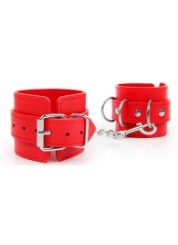 Красные наручники на регулируемых ремешках с цепочкой - Notabu - купить с доставкой в Ростове-на-Дону
