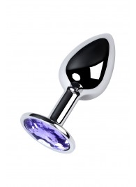 Серебристая конусовидная анальная пробка с фиолетовым кристаллом - 7 см. - ToyFa - купить с доставкой в Ростове-на-Дону