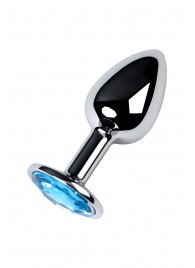 Серебристая конусовидная анальная пробка с голубым кристаллом - 7 см. - ToyFa - купить с доставкой в Ростове-на-Дону