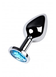 Серебристая конусовидная анальная пробка с голубым кристаллом - 8 см. - ToyFa - купить с доставкой в Ростове-на-Дону