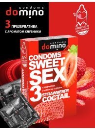 Презервативы для орального секса DOMINO Sweet Sex с ароматом клубничного коктейля  - 3 шт. - Domino - купить с доставкой в Ростове-на-Дону