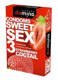 Презервативы для орального секса DOMINO Sweet Sex с ароматом клубничного коктейля  - 3 шт. - Domino - купить с доставкой в Ростове-на-Дону