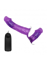 Женский фиолетовый страпон с вагинальной вибропробкой Ultra - 17,5 см. - Baile - купить с доставкой в Ростове-на-Дону