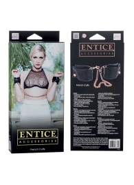Черные мягкие наручники Entice French Cuffs с цепью - California Exotic Novelties - купить с доставкой в Ростове-на-Дону