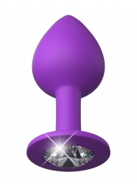 Фиолетовая анальная пробка со стразом Her Little Gem Medium Plug - 8,3 см. - Pipedream - купить с доставкой в Ростове-на-Дону