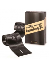Черные ленты для связывания SILKY SENSUAL HANDCUFFS - Bijoux Indiscrets - купить с доставкой в Ростове-на-Дону