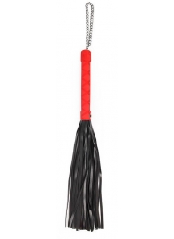 Черная многохвостая плеть-флоггер с красной ручкой - 40 см. - Notabu - купить с доставкой в Ростове-на-Дону