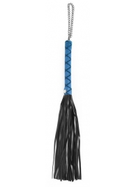Черная многохвостая плеть-флоггер с синей ручкой - 40 см. - Notabu - купить с доставкой в Ростове-на-Дону