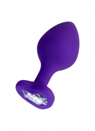 Фиолетовая анальная втулка Diamond Heart с прозрачным кристаллом - 8 см. - ToyFa - купить с доставкой в Ростове-на-Дону