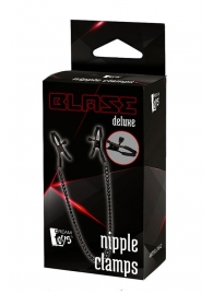 Черные зажимы на соски на цепочке BLAZE DELUXE NIPPLE CLAMPS - Dream Toys - купить с доставкой в Ростове-на-Дону