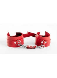Красные наручники из натуральной кожи - БДСМ Арсенал - купить с доставкой в Ростове-на-Дону