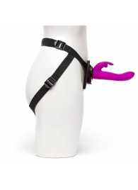 Лиловый страпон Rechargeable Vibrating Strap-On Harness Set - 17,6 см. - Happy Rabbit - купить с доставкой в Ростове-на-Дону