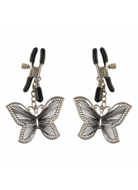 Зажимы на соски с бабочками Butterfly Nipple Clamps - Pipedream - купить с доставкой в Ростове-на-Дону