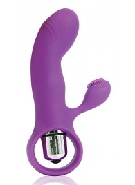 Фиолетовый вибромассажер COSMO с покрытым усиками клиторальным стимулятором - Cosmo