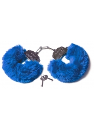 Шикарные синие меховые наручники с ключиками - Le Frivole - купить с доставкой в Ростове-на-Дону