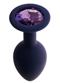 Черничная анальная пробка с фиолетовым кристаллом Gamma L - 9,4 см. - Le Frivole - купить с доставкой в Ростове-на-Дону