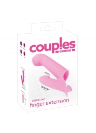 Нежно-розовая двойная вибронасадка на палец Vibrating Finger Extension - 17 см. - Orion