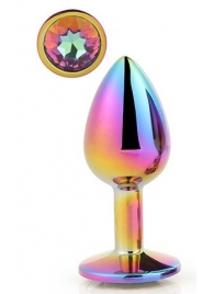 Голографическая анальная втулка с радужным кристаллом - 7,1 см. - Dream Toys - купить с доставкой в Ростове-на-Дону