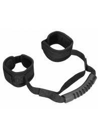 Черные наручники V V Adjustable Handcuffs with Handle - Shots Media BV - купить с доставкой в Ростове-на-Дону