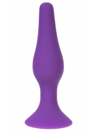 Фиолетовая силиконовая анальная пробка размера L - 12,2 см. - OYO