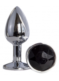 Металлическая анальная втулка с черным кристаллом - 7,2 см. - OYO