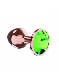Пробка цвета розового золота с лаймовым кристаллом Diamond Emerald Shine S - 7,2 см. - Lola Games - купить с доставкой в Ростове-на-Дону