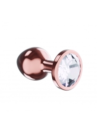Пробка цвета розового золота с прозрачным кристаллом Diamond Moonstone Shine S - 7,2 см. - Lola Games - купить с доставкой в Ростове-на-Дону