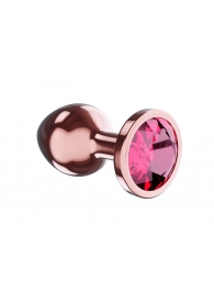 Пробка цвета розового золота с малиновым кристаллом Diamond Ruby Shine S - 7,2 см. - Lola Games - купить с доставкой в Ростове-на-Дону