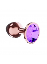 Пробка цвета розового золота с фиолетовым кристаллом Diamond Amethyst Shine L - 8,3 см. - Lola Games - купить с доставкой в Ростове-на-Дону