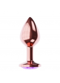 Пробка цвета розового золота с фиолетовым кристаллом Diamond Amethyst Shine L - 8,3 см. - Lola Games - купить с доставкой в Ростове-на-Дону