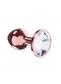Пробка цвета розового золота с прозрачным кристаллом Diamond Moonstone Shine L - 8,3 см. - Lola Games - купить с доставкой в Ростове-на-Дону