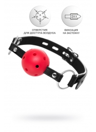 Красный кляп-шар на черных ремешках - ToyFa - купить с доставкой в Ростове-на-Дону