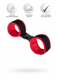Красно-черные велюровые наручники Anonymo - ToyFa - купить с доставкой в Ростове-на-Дону