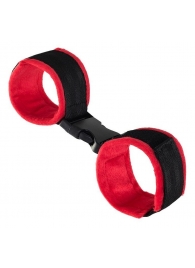 Красно-черные велюровые наручники Anonymo - ToyFa - купить с доставкой в Ростове-на-Дону