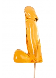Оранжевый леденец в форме пениса со вкусом аморетто - Sosuчki - купить с доставкой в Ростове-на-Дону