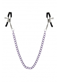 Зажимы для сосков с фиолетовой цепочкой Sweet Caress Nipple Chain - Sweet Caress - купить с доставкой в Ростове-на-Дону