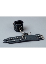 Широкие чёрные кожаные наручники - Подиум - купить с доставкой в Ростове-на-Дону