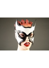 Кожаная маска-очки с белой вставкой - Подиум - купить с доставкой в Ростове-на-Дону