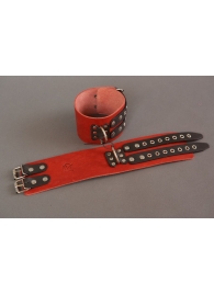 Широкие красно-черные наручники без подкладки - Подиум - купить с доставкой в Ростове-на-Дону