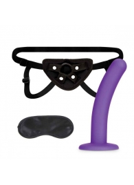 Фиолетовый поясной фаллоимитатор Strap on Harness   5in Dildo Set - 12,25 см. - Lux Fetish - купить с доставкой в Ростове-на-Дону