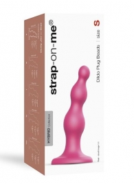 Розовая насадка Strap-On-Me Dildo Plug Beads size S - Strap-on-me - купить с доставкой в Ростове-на-Дону