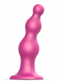 Розовая насадка Strap-On-Me Dildo Plug Beads size S - Strap-on-me - купить с доставкой в Ростове-на-Дону