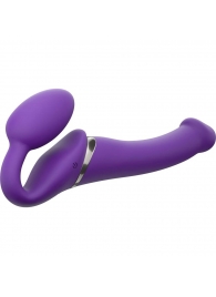 Фиолетовый безремневой вибрострапон Silicone Bendable Strap-On - size M - Strap-on-me - купить с доставкой в Ростове-на-Дону