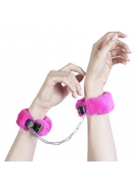 Кожаные наручники со съемной розовой опушкой - Лунный свет - купить с доставкой в Ростове-на-Дону