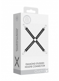 Черный крестообразный фиксатор Diamond Studded Hogtie - Shots Media BV - купить с доставкой в Ростове-на-Дону