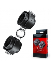 Черные широкие кожаные наручники - Notabu - купить с доставкой в Ростове-на-Дону